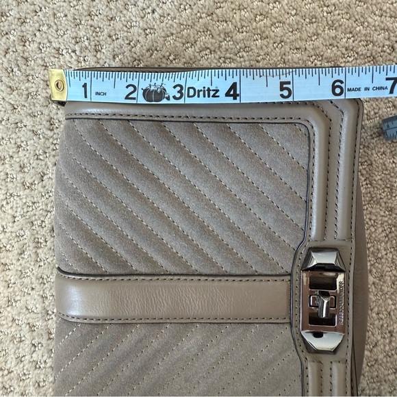 Rebecca Minkoff NWT Love Gray Suede Chevron Quilted Crossbody Tassel Bag Purse - Picture 11 of 11